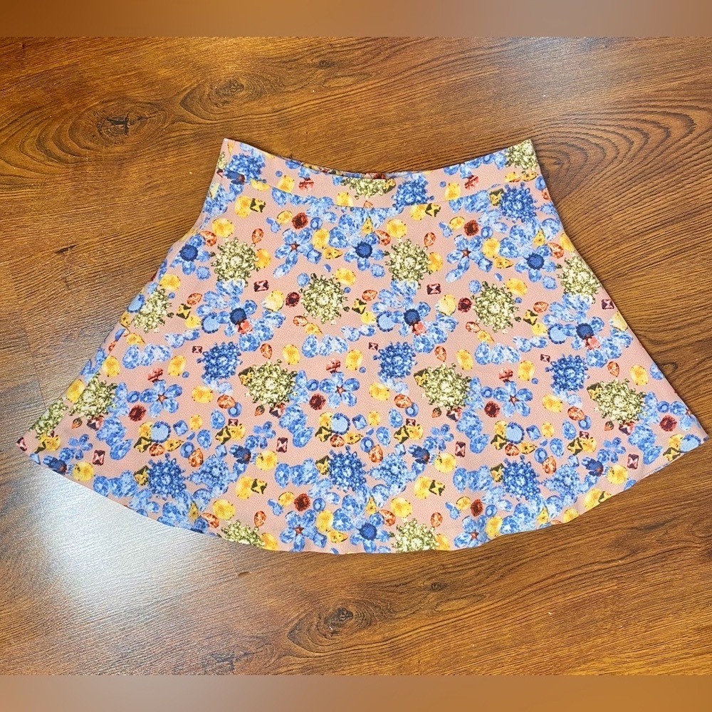 🌷 Soup 🌷 Peach Pink Diamond & Floral Gemstones Print A Line Skirt 🇰🇷